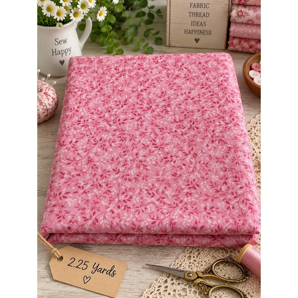David Textiles Pink Vine Quilting Fabric 2.25 Yards Floral Cotton Craft Sewing